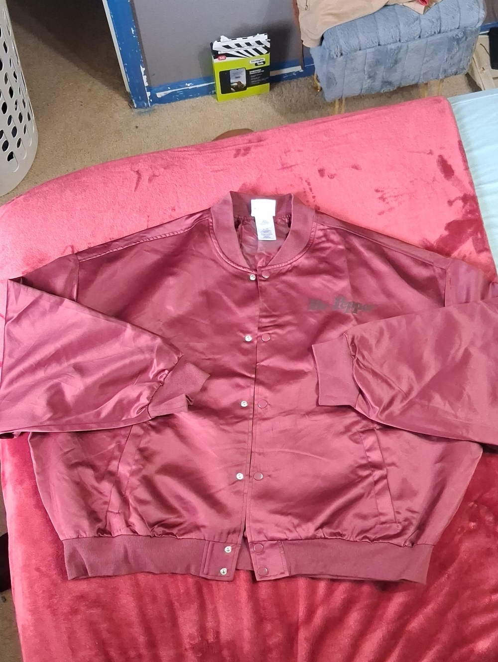 Men's Satin Dr. Pepper #23 Bomber Jacket in Burgundy